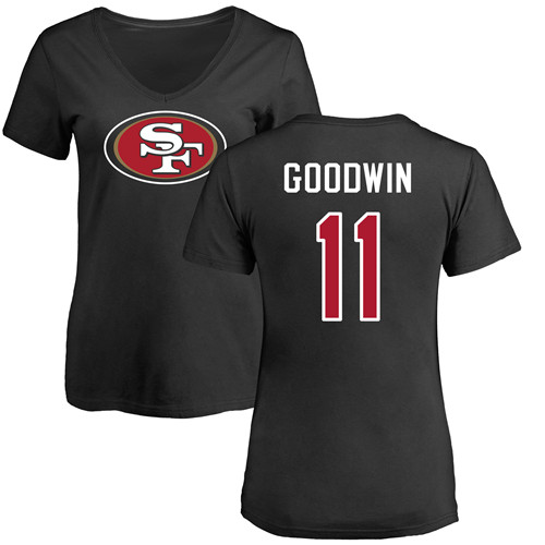 San Francisco 49ers Black Women Marquise Goodwin Name and Number Logo #11 NFL T Shirt